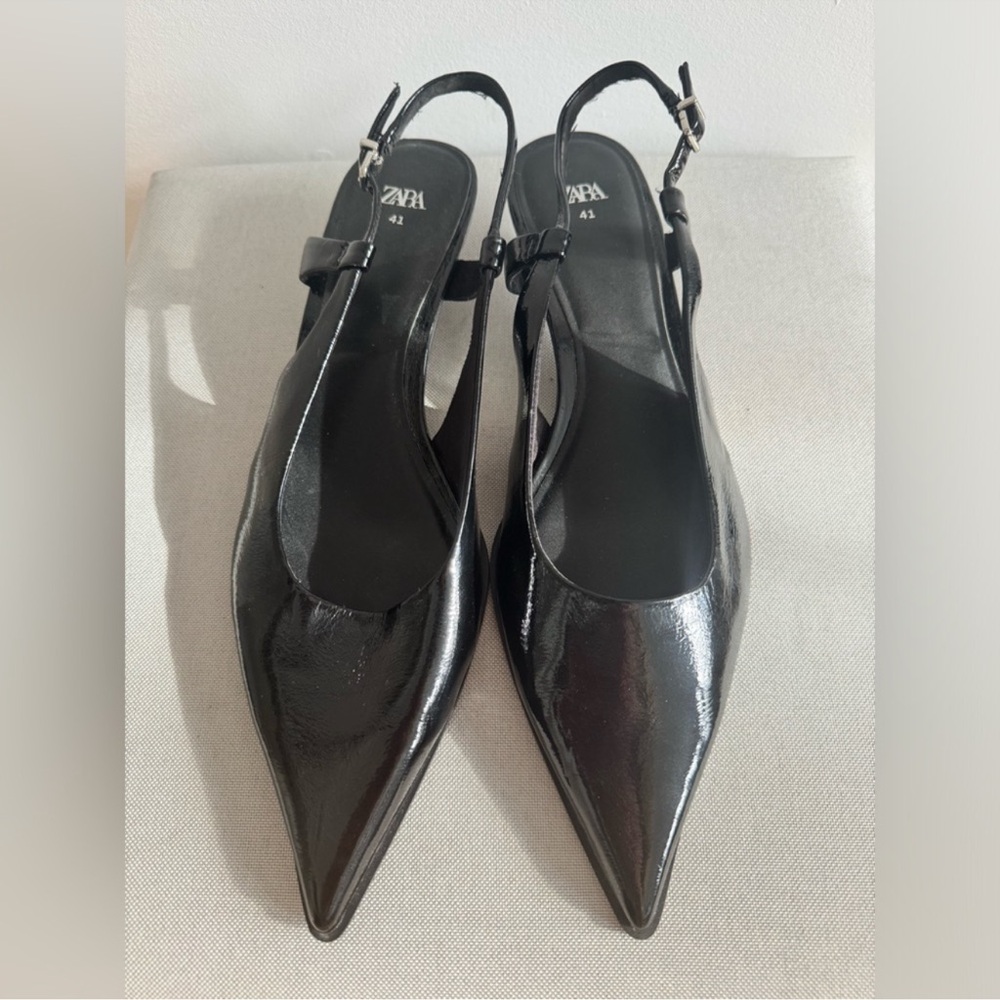 Zara Black Slingback Heels